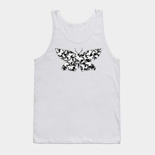 Veil of Butterflies, White on Black Tank Top